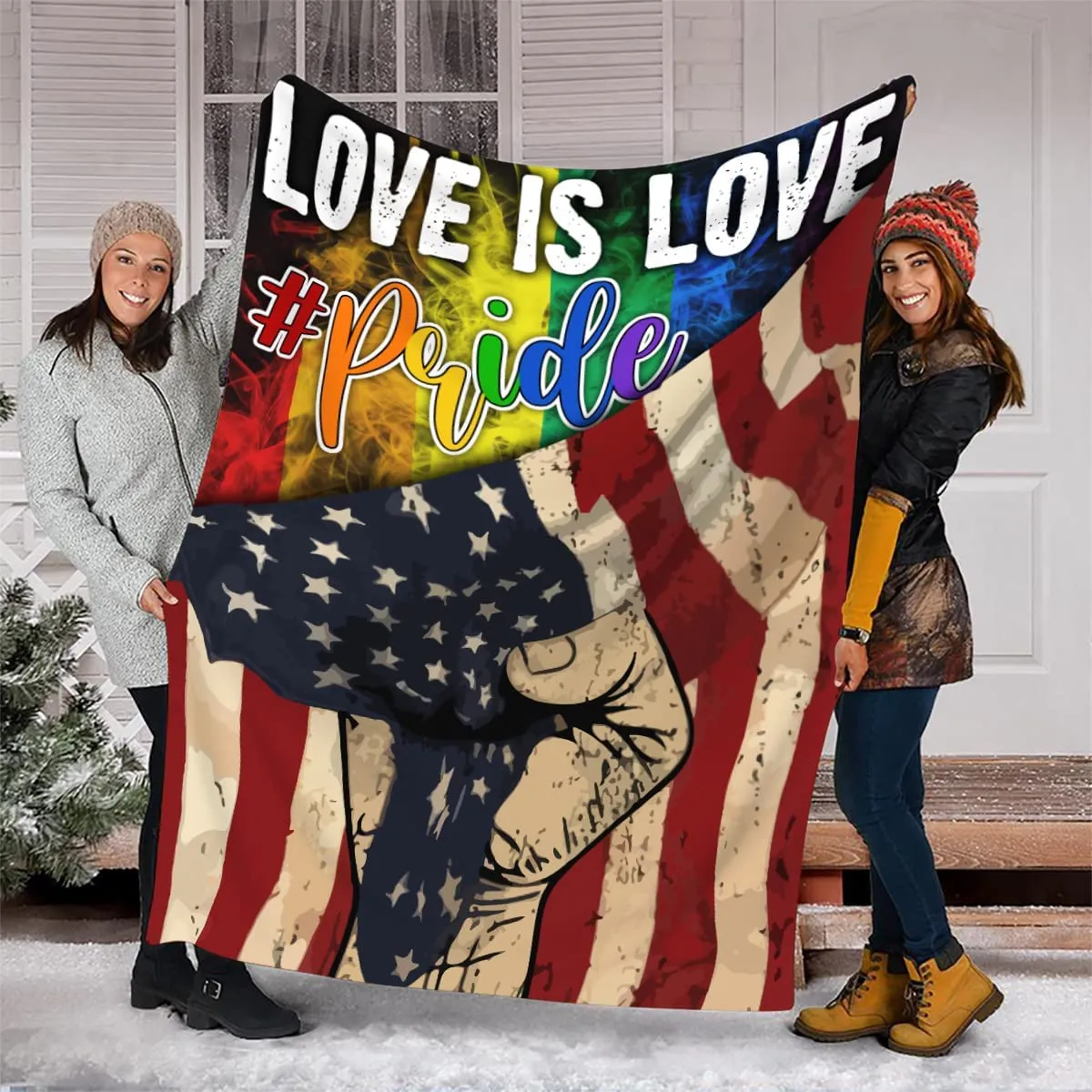 Lgbt Gay Pride Blanket Strong Hand Rainbow, Lesbian Gay Transgender Bisexual Blanket Lgbtq Blanket