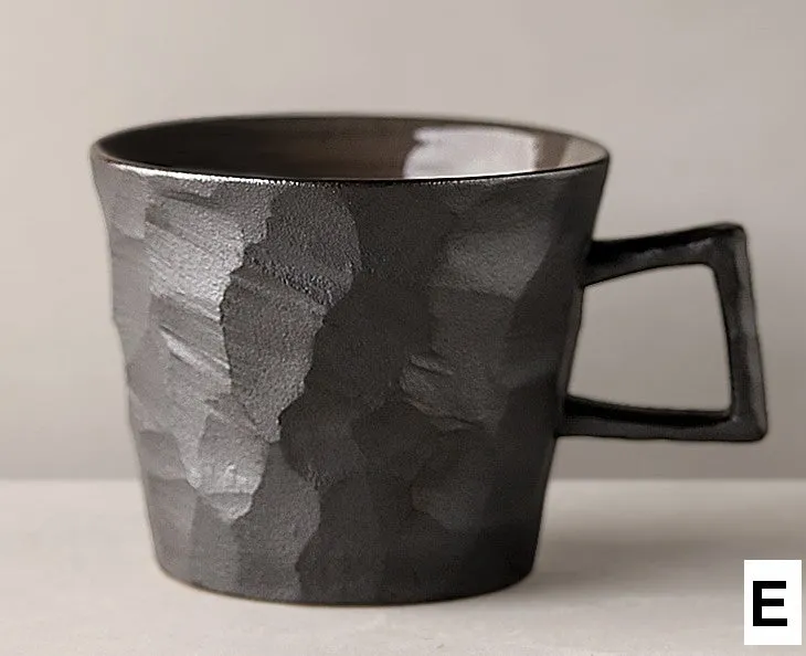 Modern Handmade Pottery Coffee Cup, Creative Brown White Black Blue Ceramic Coffee Mugs, Large Unique Tea Cup, Large Capacity Coffee Cups