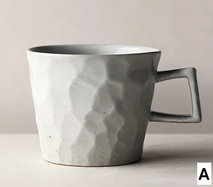 Modern Handmade Pottery Coffee Cup, Creative Brown White Black Blue Ceramic Coffee Mugs, Large Unique Tea Cup, Large Capacity Coffee Cups