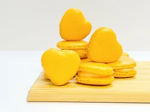 Orange Heart French Macarons | Ideal for Valentine's Day gifts, birthdays, weddings, anniversaries and more