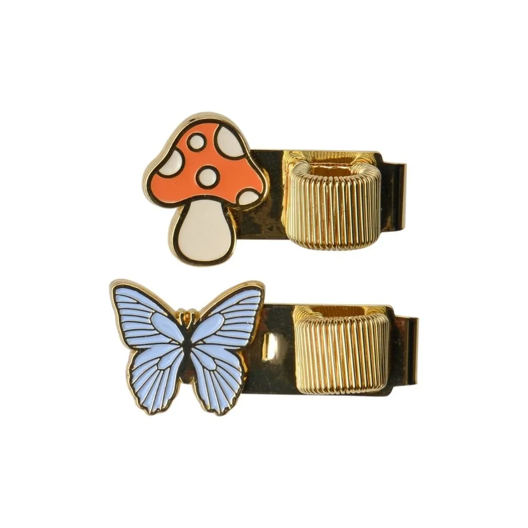 Pen Clips Butterfly & Mushroom