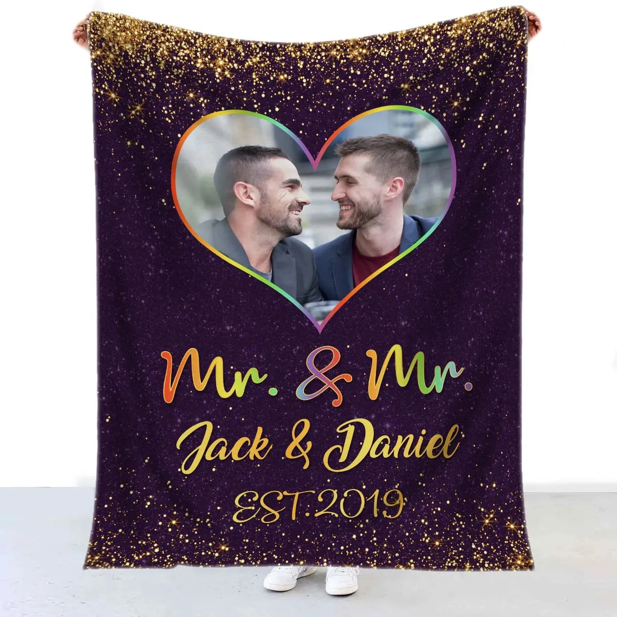 Personalized Blanket For Couple Gay Man, Couple Lesbian Gift, Fleece Blanket For Lgbtq