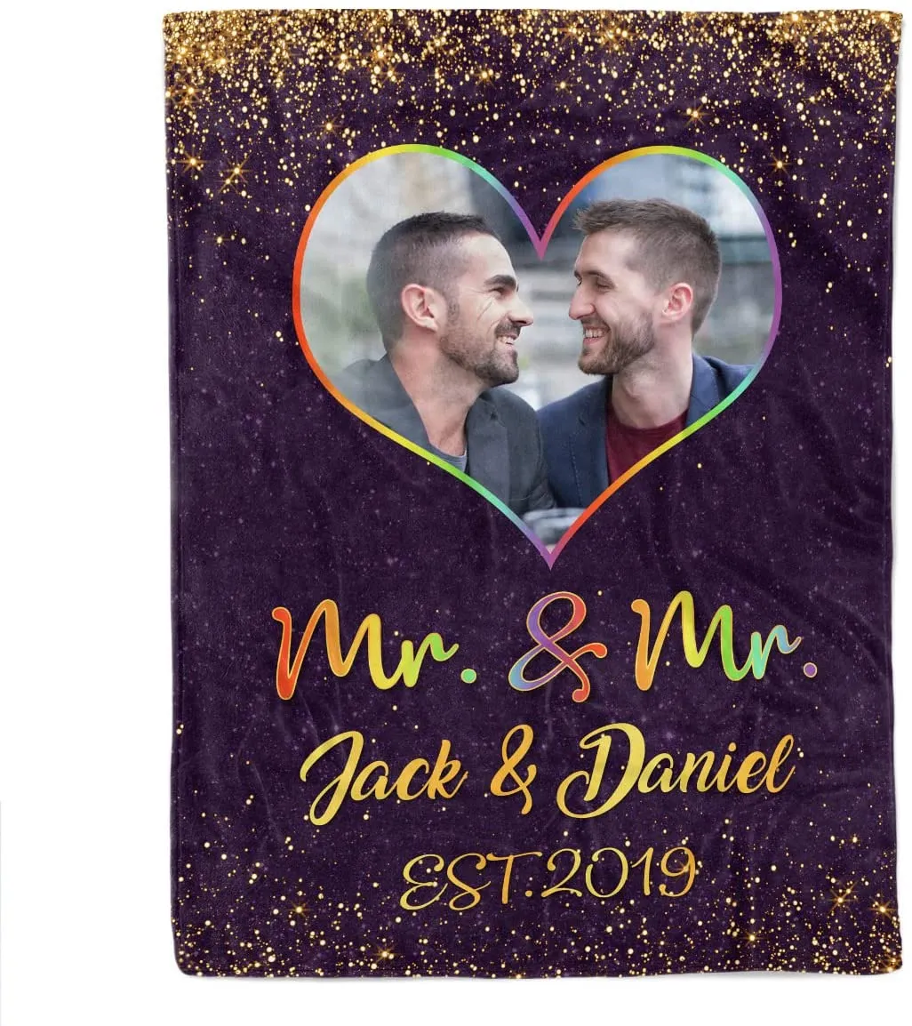 Personalized Blanket For Couple Gay Man, Couple Lesbian Gift, Fleece Blanket For Lgbtq