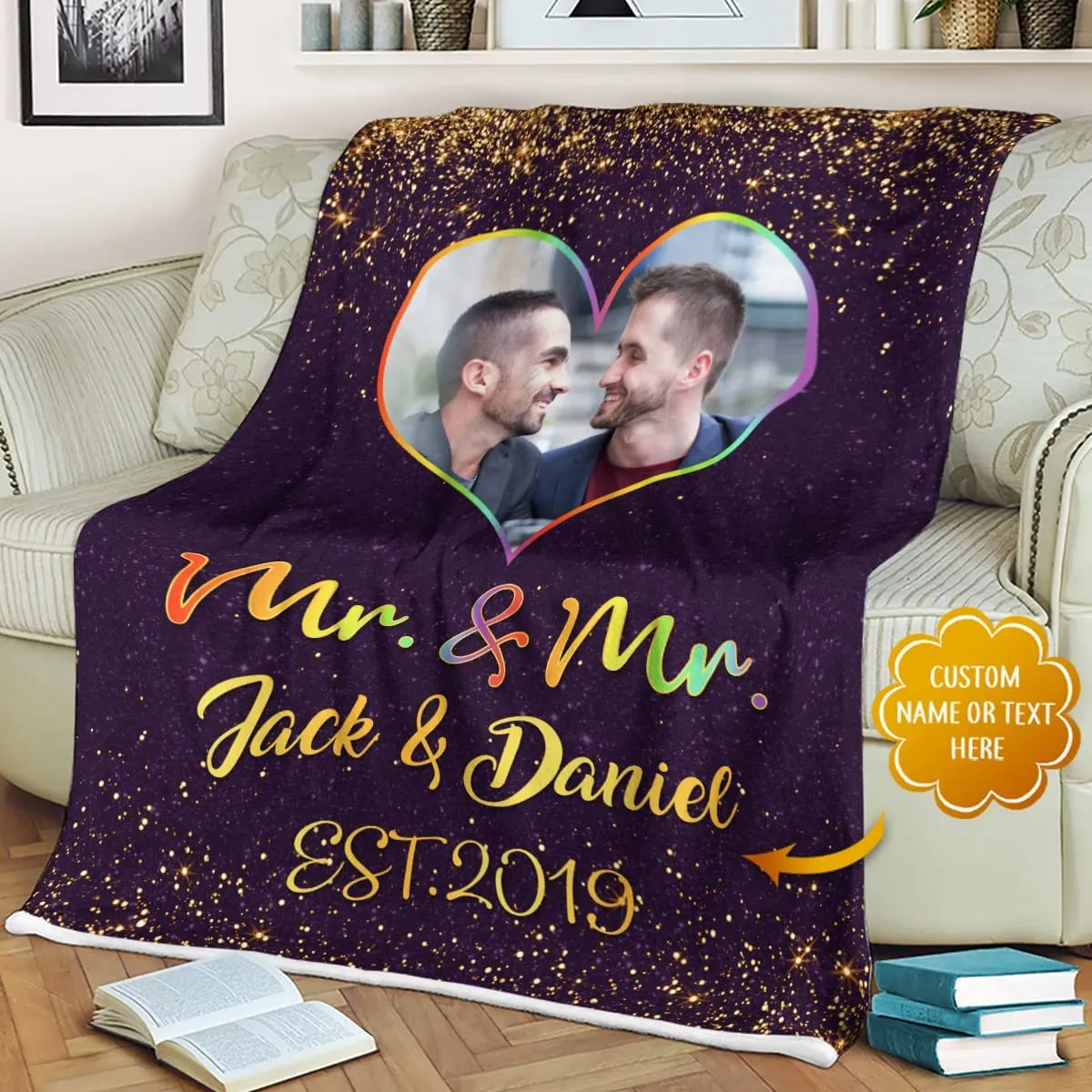 Personalized Blanket For Couple Gay Man, Couple Lesbian Gift, Fleece Blanket For Lgbtq