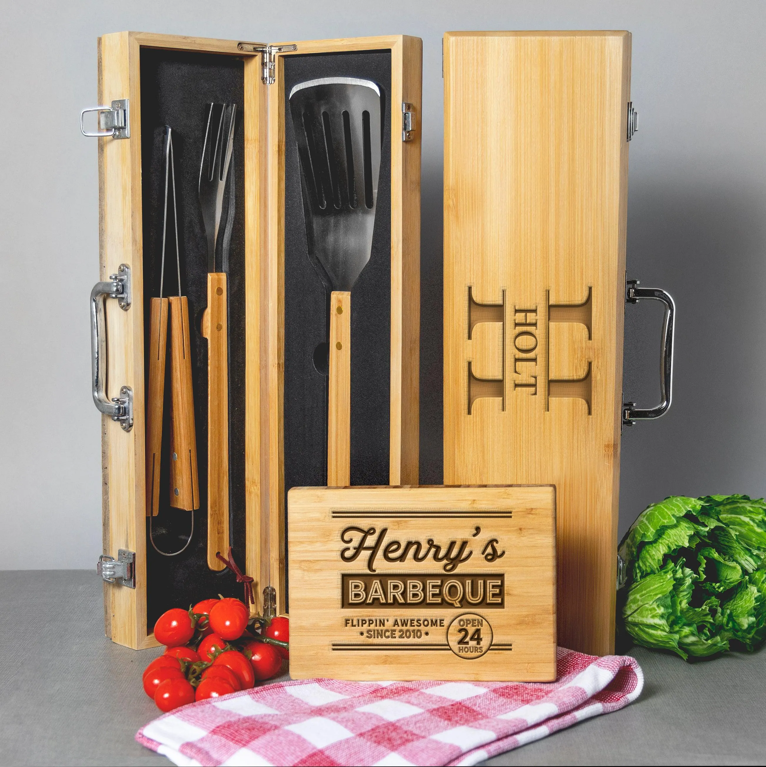 Personalized Grill Set & Cutting Board Bundle