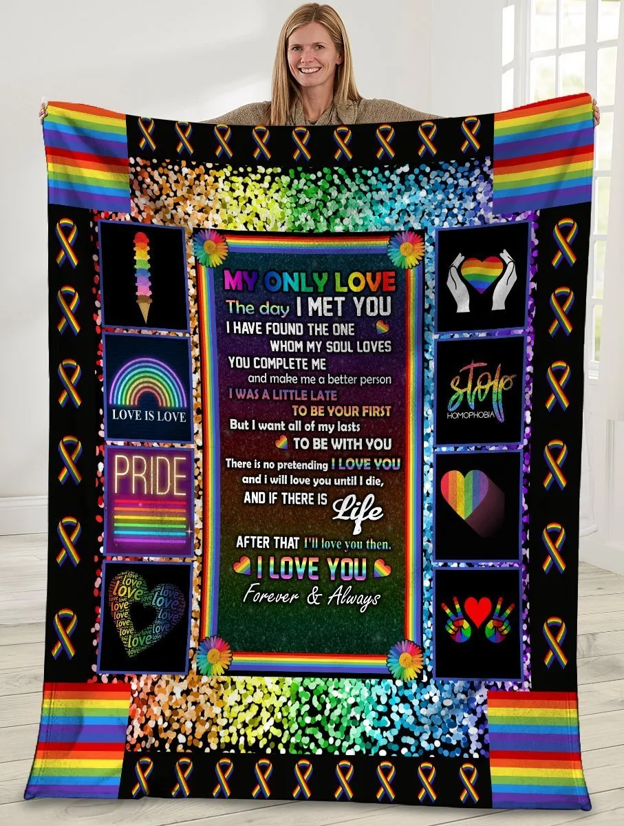 Pride Blanket For Lgbtq, I Love You Rainbow Color Blanket, Pride Gifts For Gay Man, Lesbian Gifts