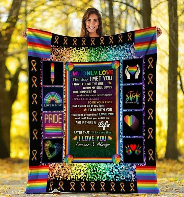 Pride Blanket My Only Love The Day I Met You Lgbt Rainbow Sherpa Fleece Blanket