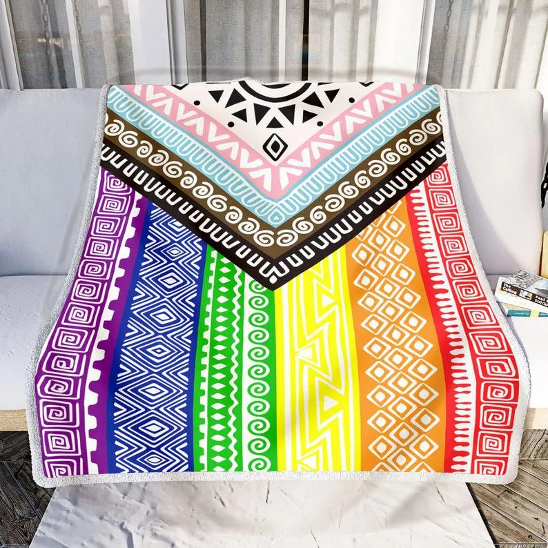 Progress Pride Blanket, Rainbow Blanket, Lgbt Quilt Blanket, Gay Pride Blanket, Inclusive Pride