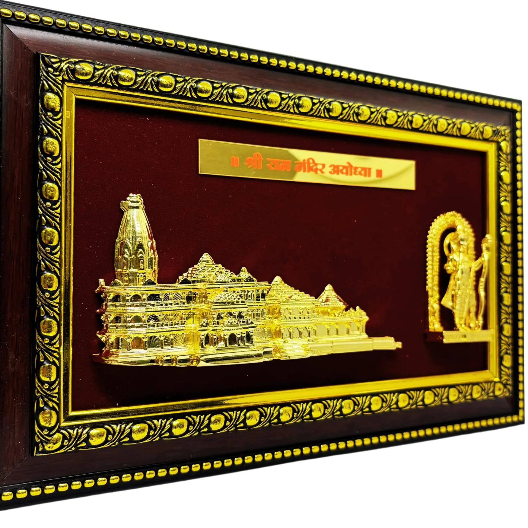 Protomont Ram Mandir Ayodhya Model (Ram Mandir Photo Frame 6 inch Gold Plated)