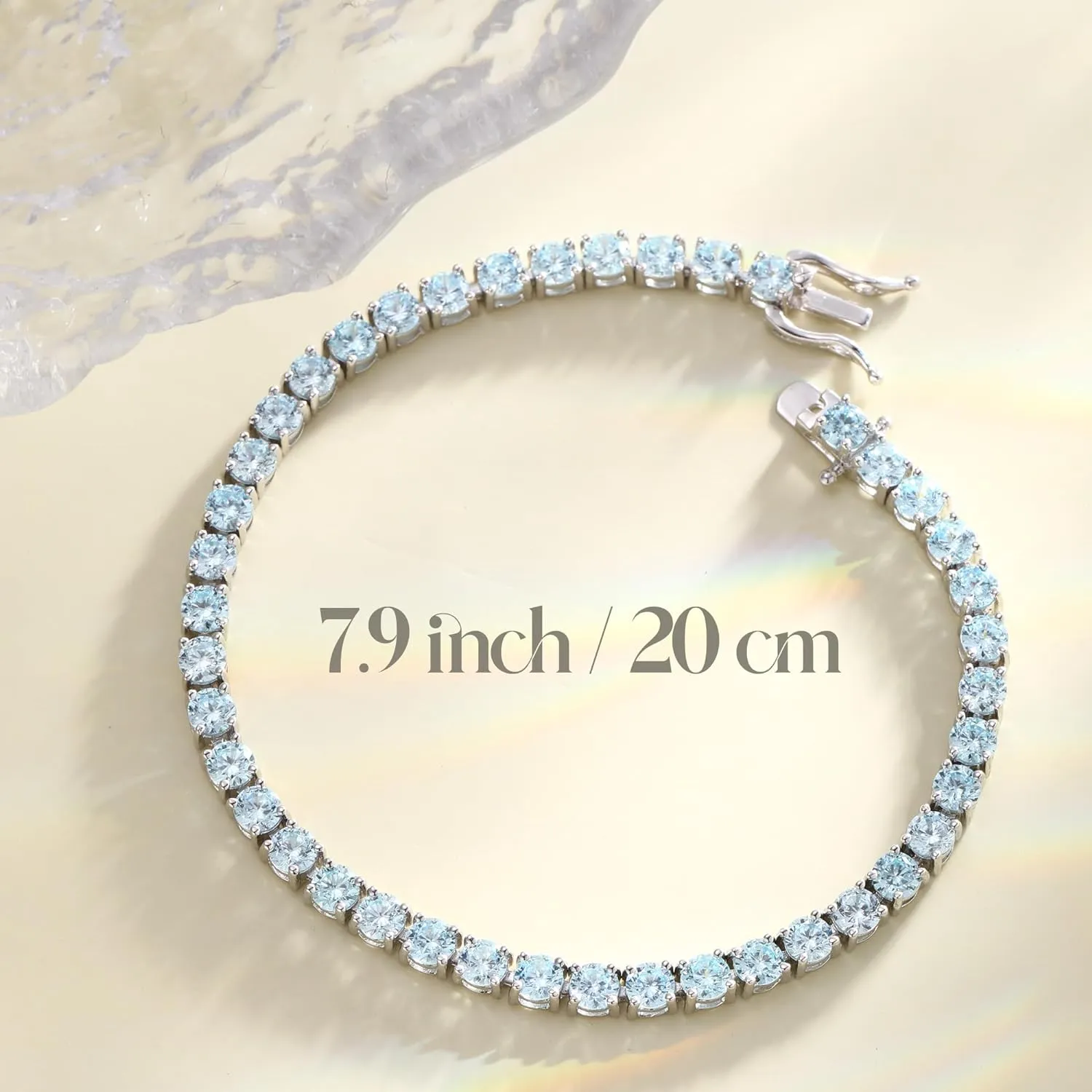 "Blue Bliss" Blue Aquamarine Tennis Sterling Silver Bracelet