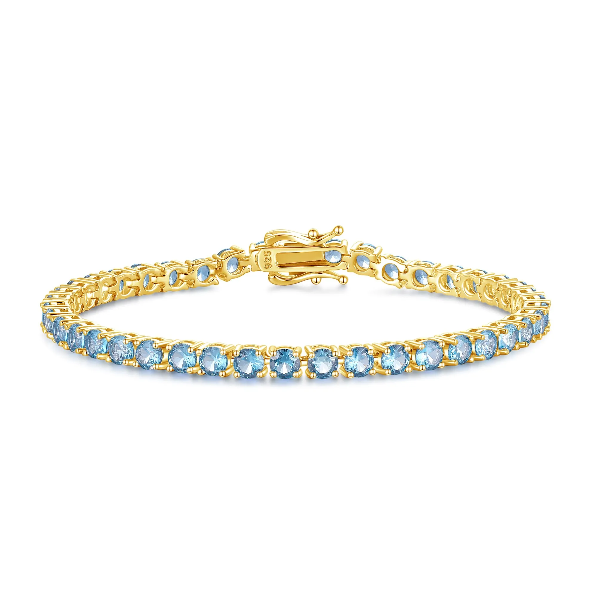 "Blue Bliss" Blue Aquamarine Tennis Sterling Silver Bracelet