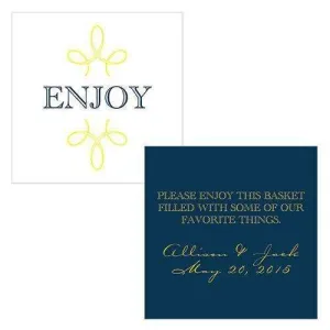 "Enjoy" "Thank you" Square Tag Navy Blue (Pack of 1)