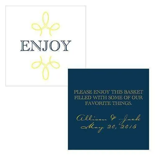 "Enjoy" "Thank you" Square Tag Navy Blue (Pack of 1)