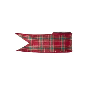 Raz Imports 2021 Santa's Stables 4-inch x 10 Yards Red Plaid Wired Ribbon