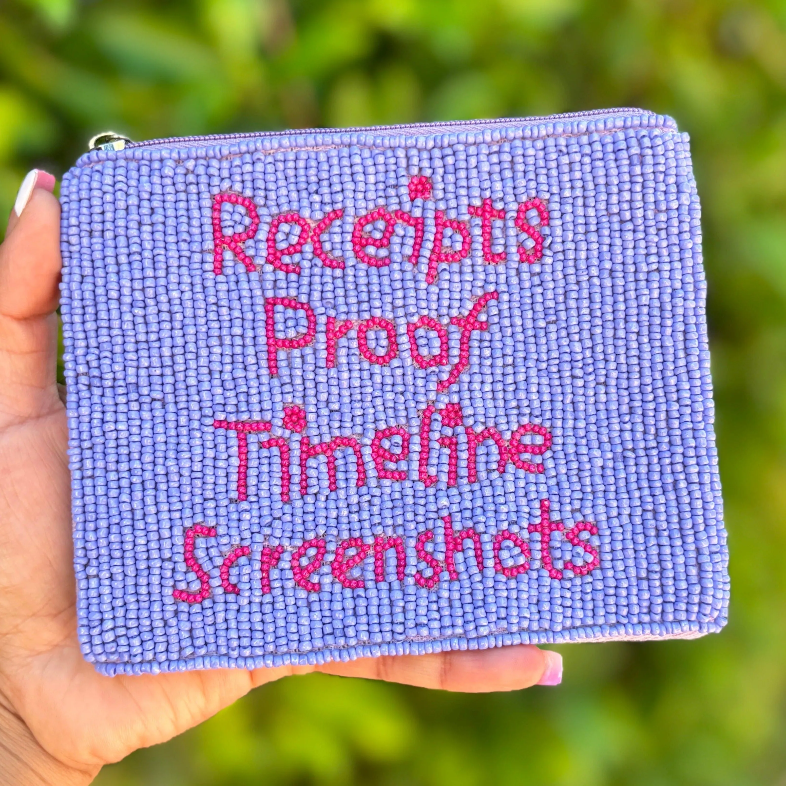 Receipts Proof Beaded Pouch Purse