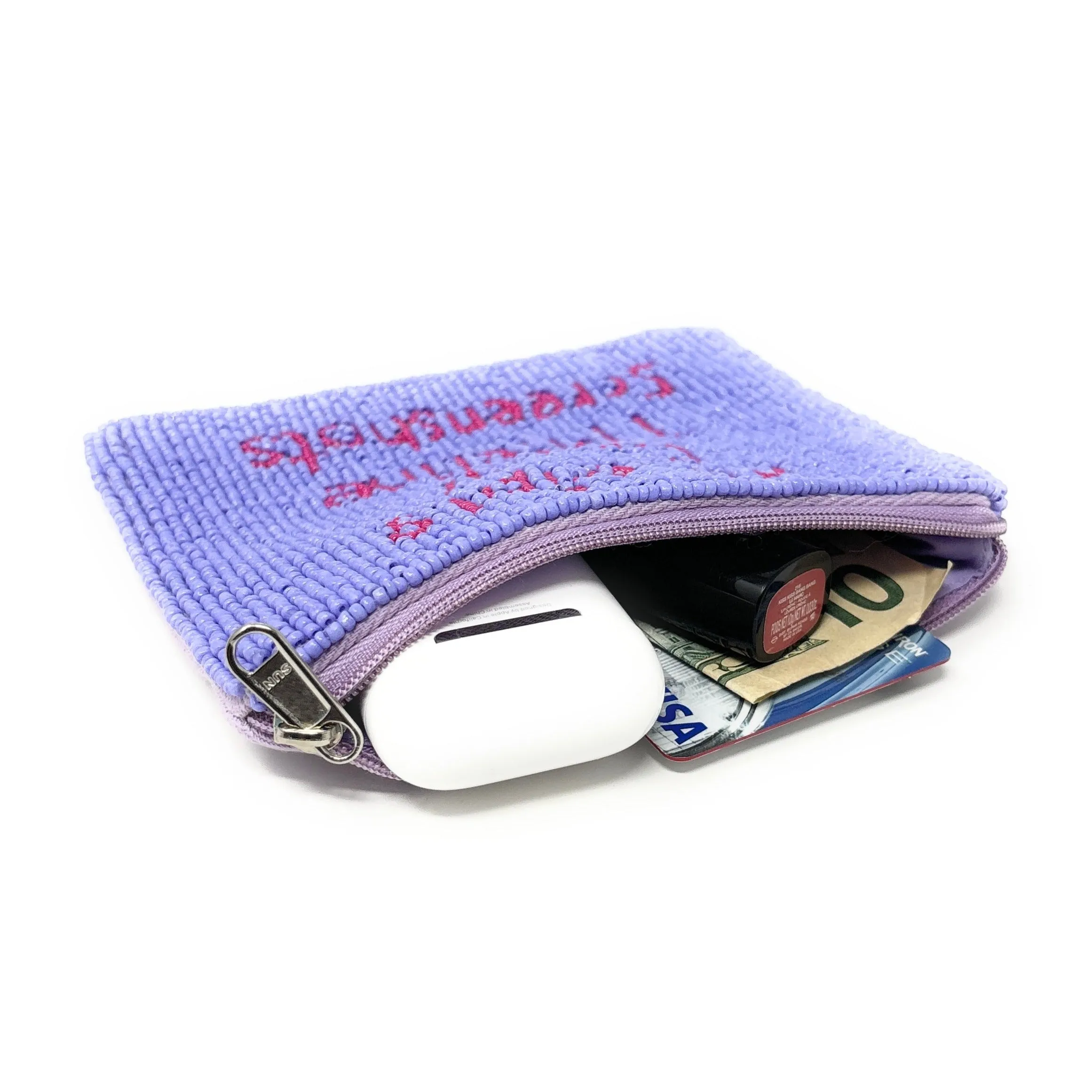 Receipts Proof Beaded Pouch Purse