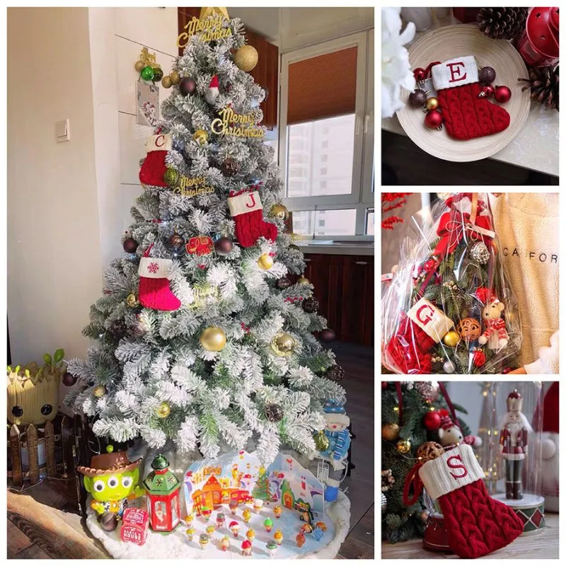 Red Knit Alphabet Christmas Stocking