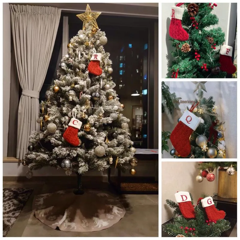 Red Knit Alphabet Christmas Stocking