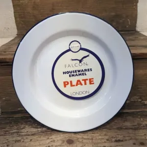 Regent - Enamelware - Plate - 24cm - White with Blue Edging