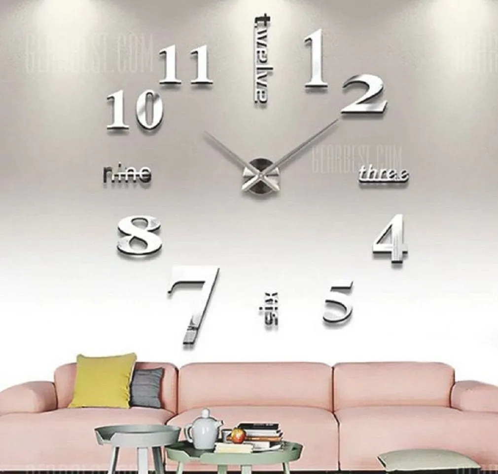 Shopper52 DIY Wall Clock 3D Decorative Sticker Clock Home Office Decor 3D Wall Clock (Model 1-60 cm x 60 cm)