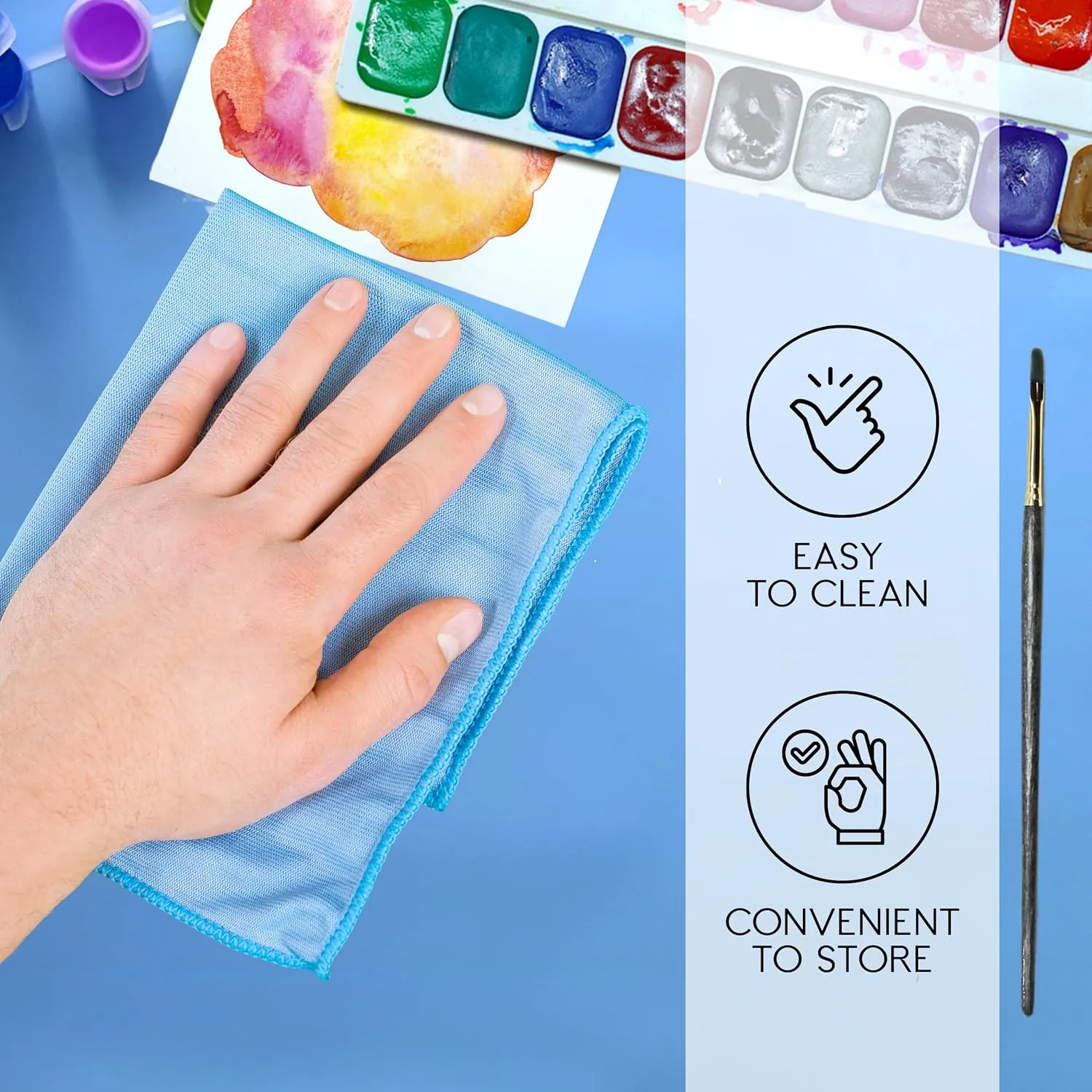 Silicone Art Mat for Kids with Brush Holders Multifunction Craft Silicone Mat