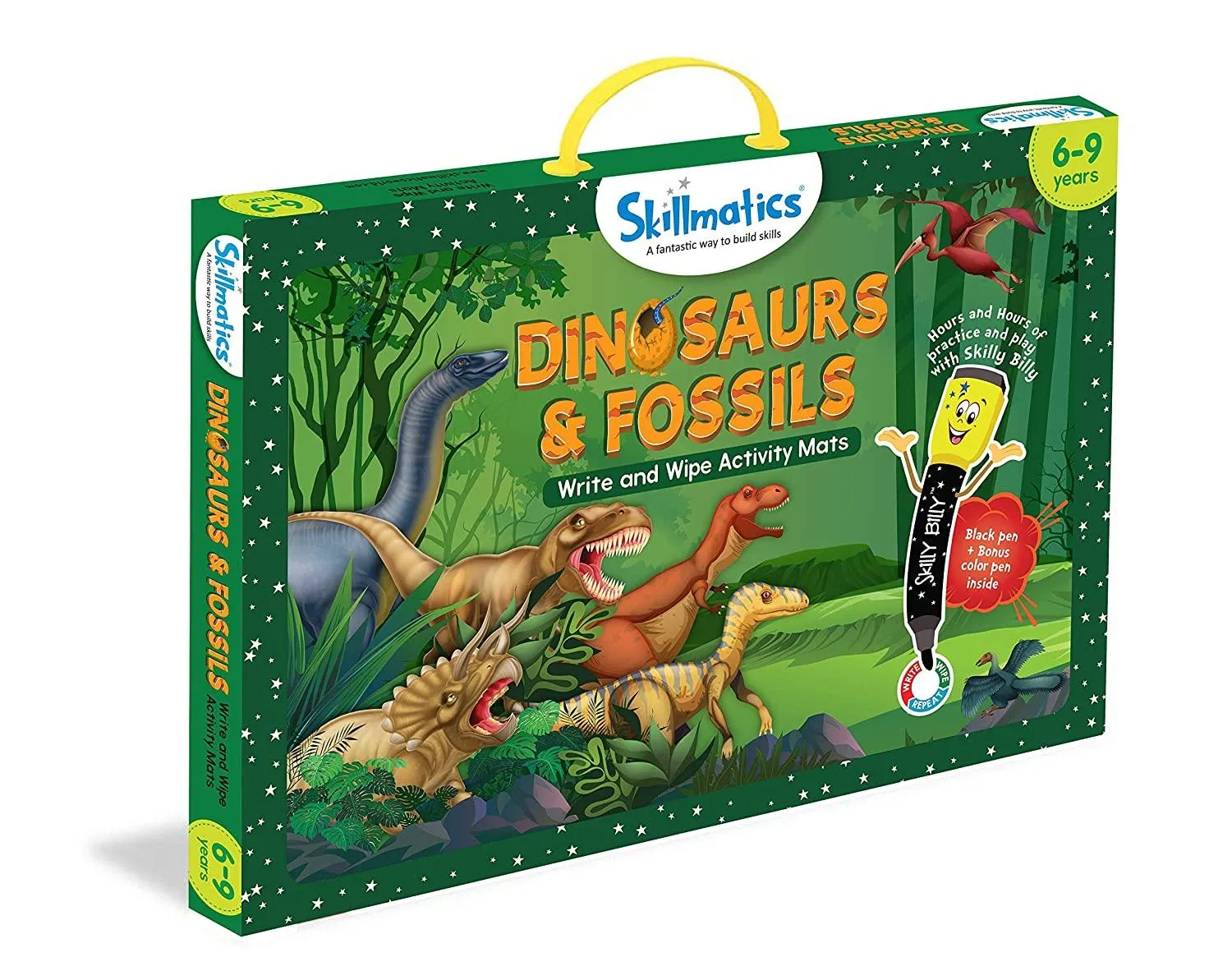 Skillmatics Educational Game: Dinosaurs and Fossils (6-9 Years) | Fun Learning Activities for Kids | Write and Wipe Activity Mats | Gifts for Kids