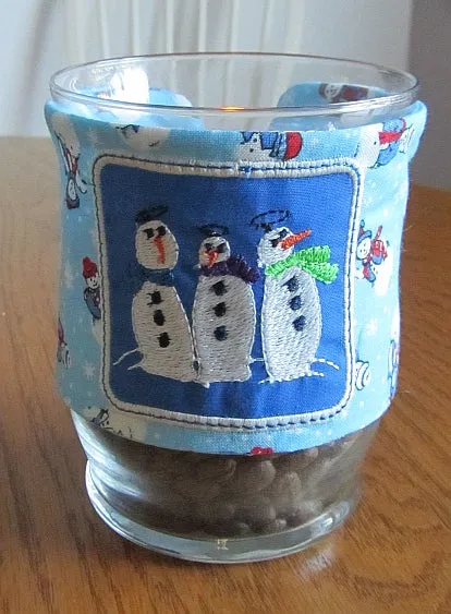 Snowmen Coffee Cozy Set, In The Hoop