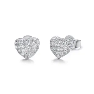 Sterling silver cute little shining hearts earring