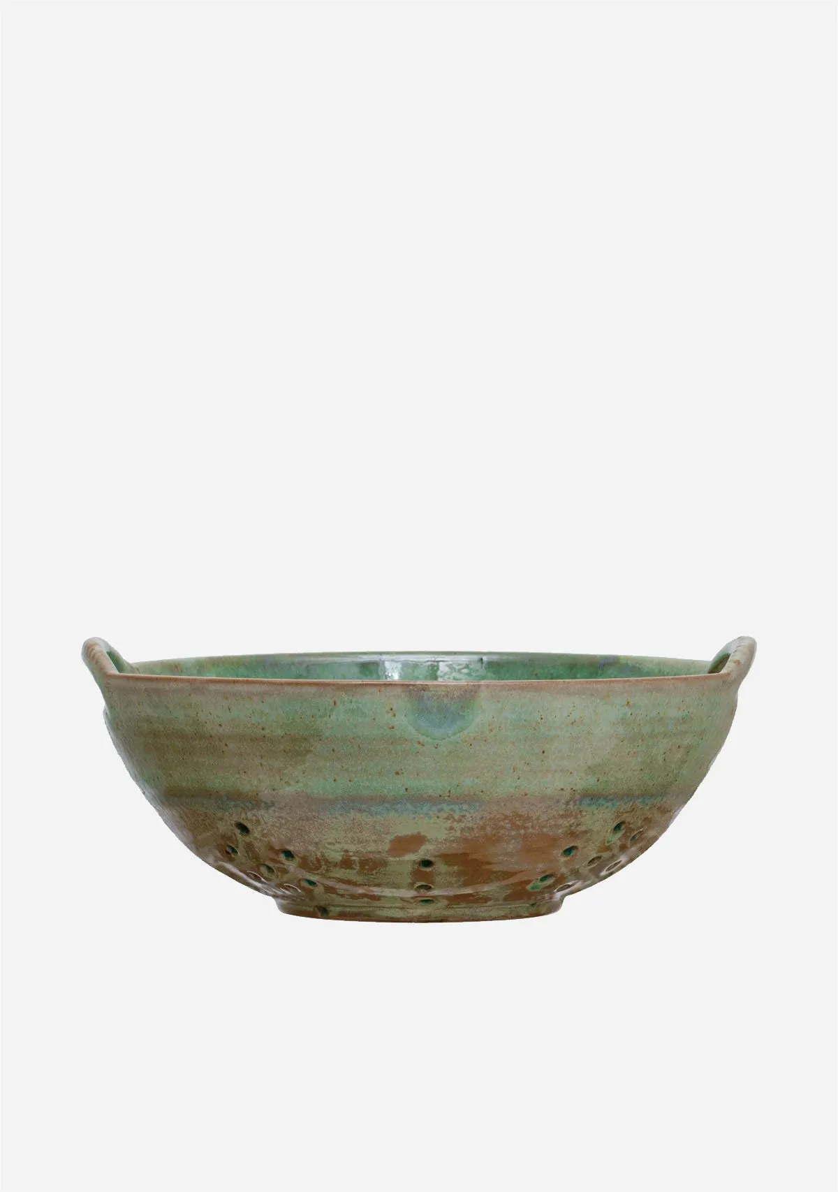 Stoneware Berry Bowl With Handles Aqua