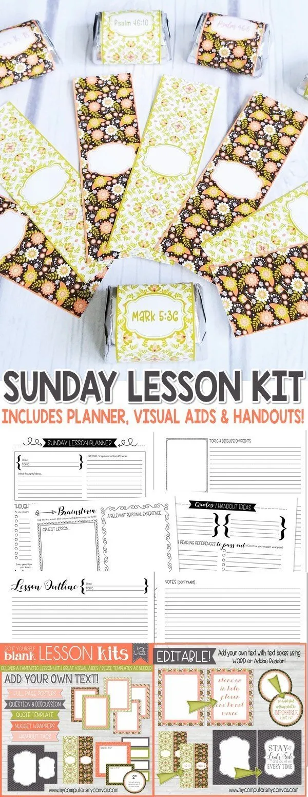 Sunday Lesson Kit #12 {Blank Editable Template} PRINTABLE