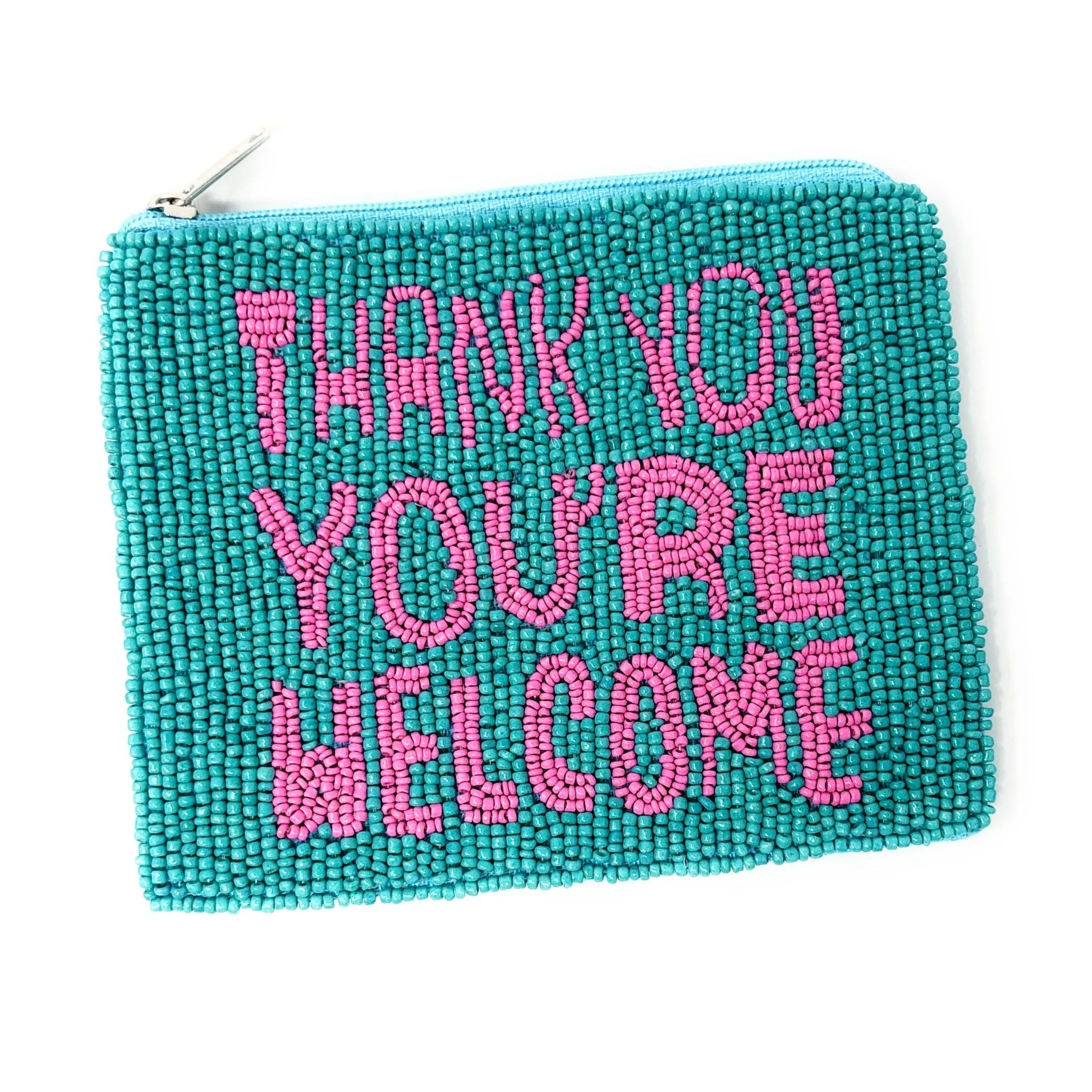 Thank You, You're Welcome Beaded Pouch Purse