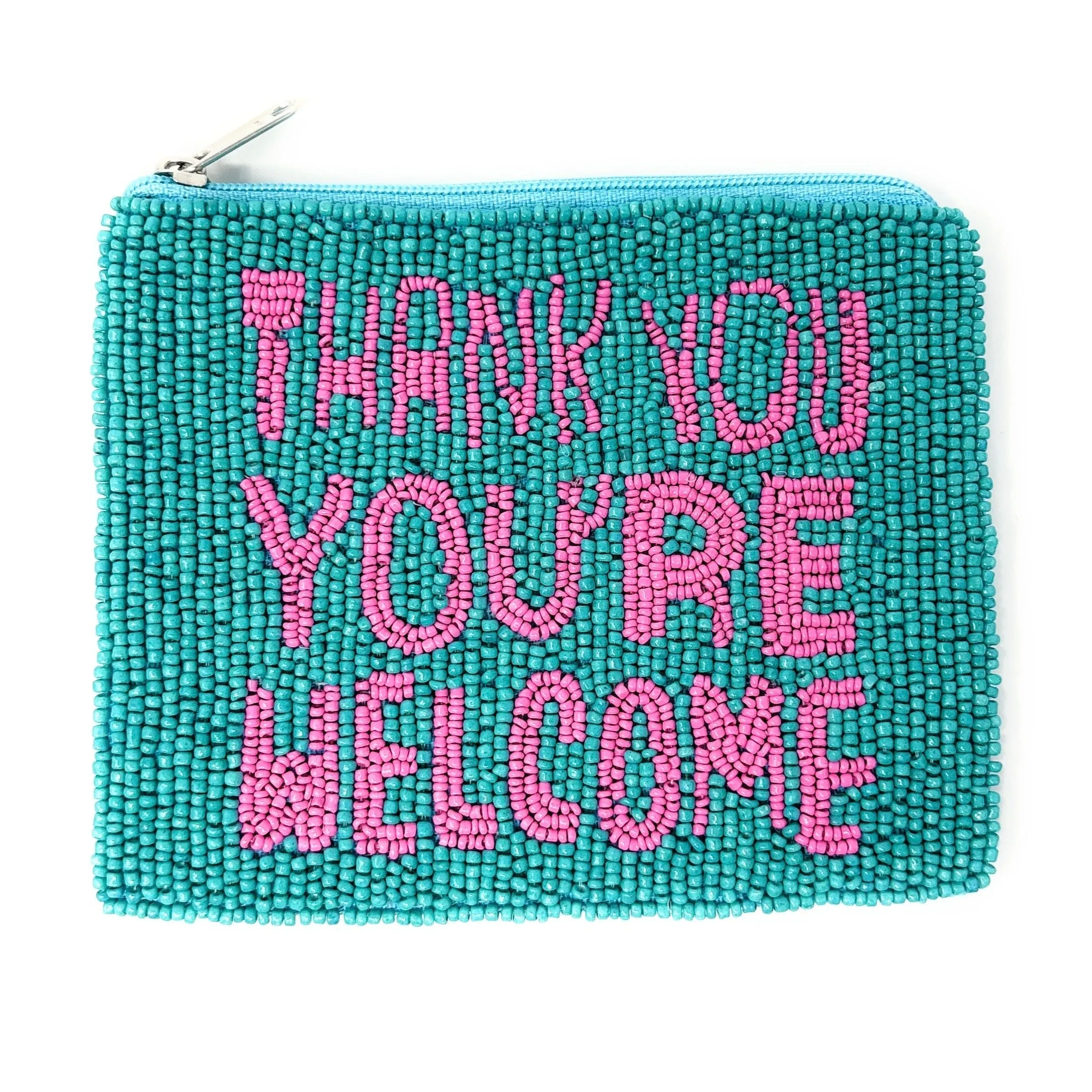 Thank You, You're Welcome Beaded Pouch Purse