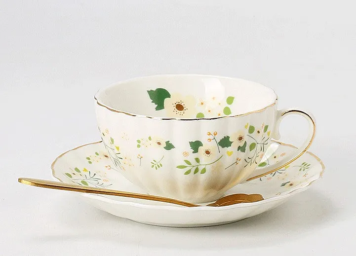 Unique Ceramic Coffee Cups, Creative Bone China Porcelain Tea Cup Set, Traditional English Tea Cups and Saucers, Afternoon British Tea Cups