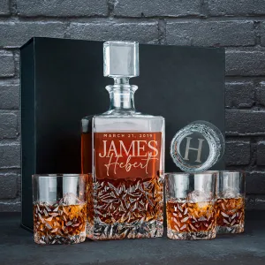 Unique Decanter Set with Custom Logo, Initial and Name