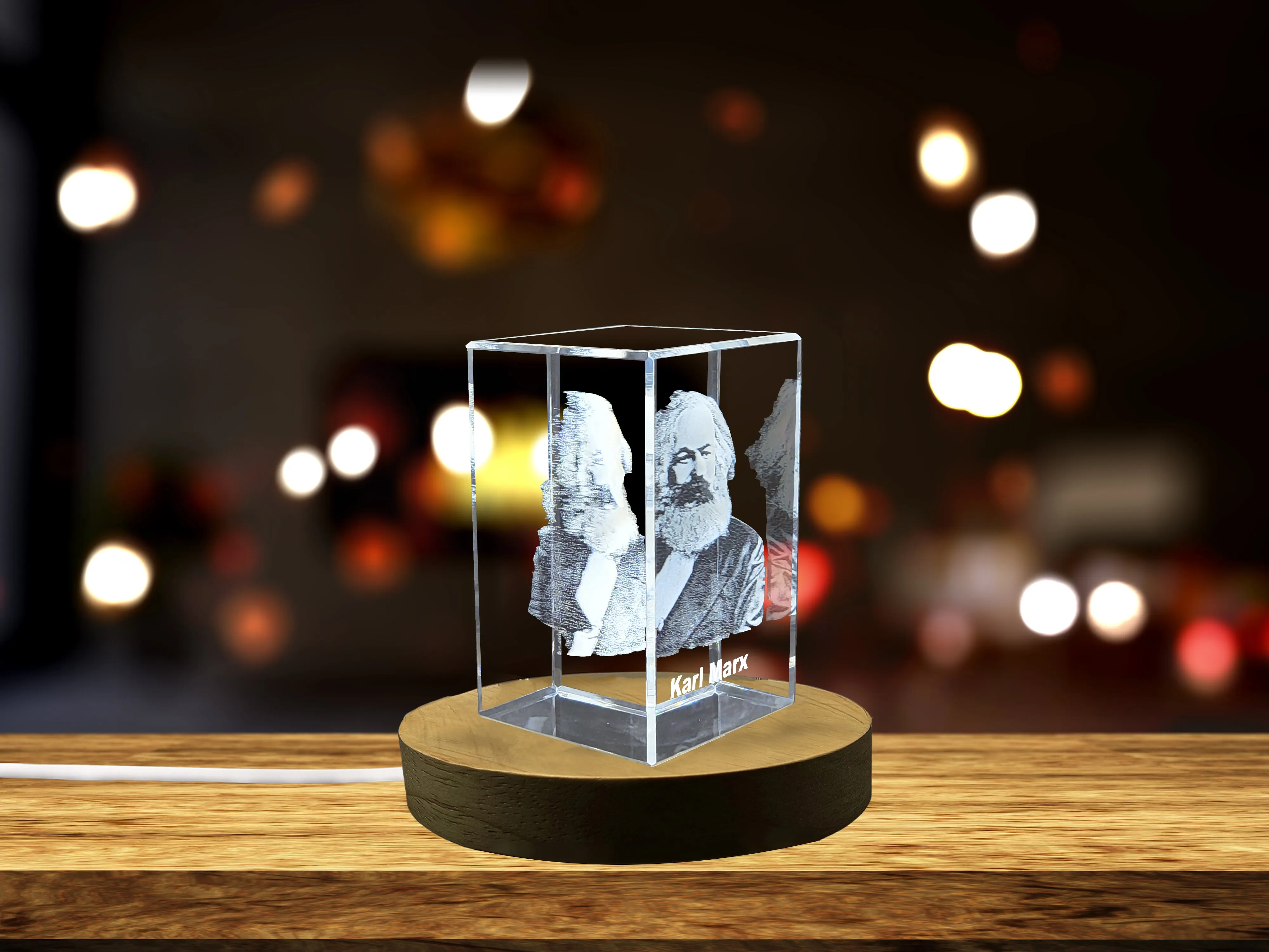 Unique Karl Marx 3D Engraved Crystal Portrait Gift for History Buffs and Collectors