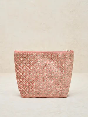 Westside Home Dusty Pink Cross Jal Embroidered Pouch