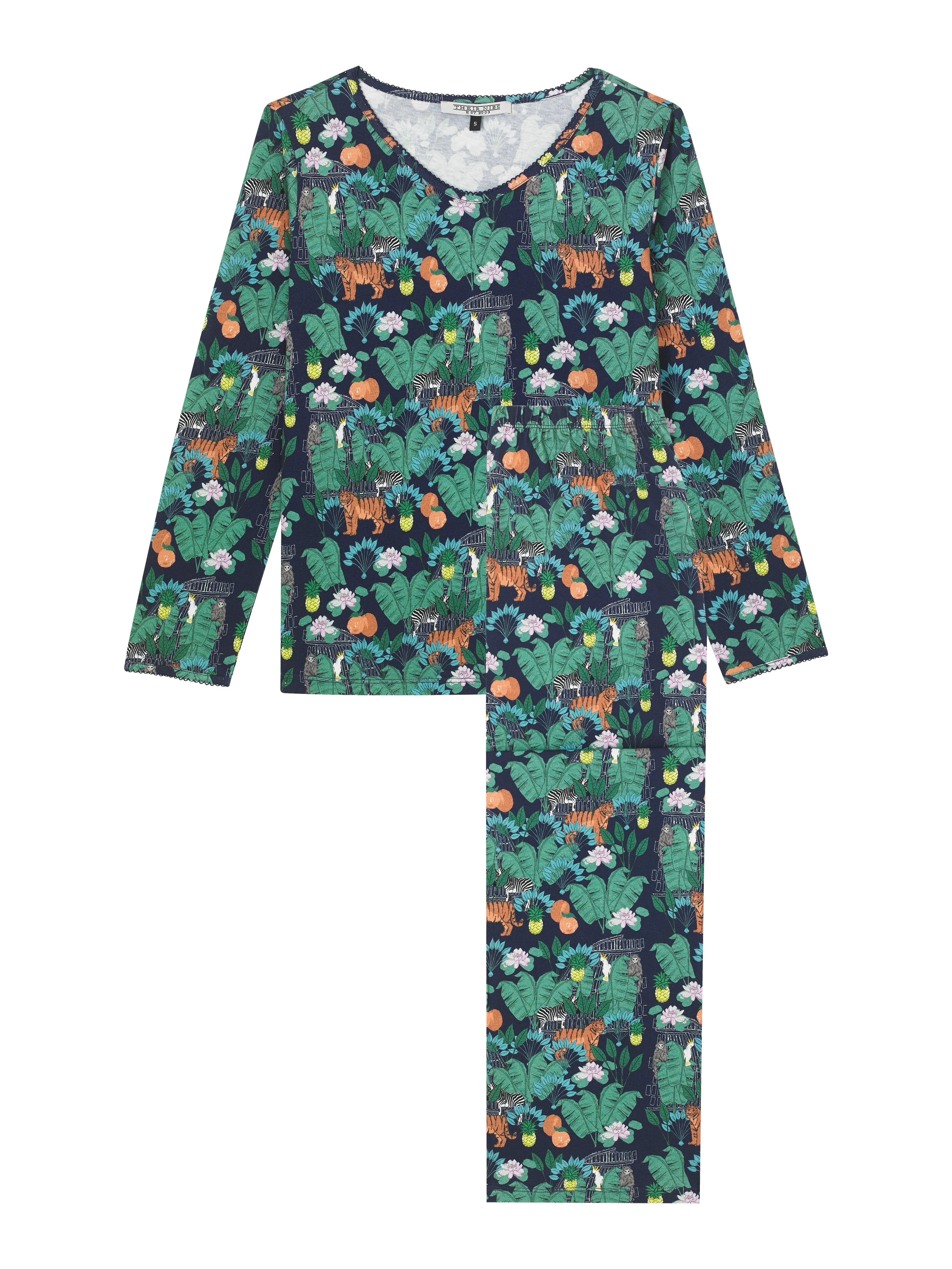 Womens Jersey Pyjamas Navy Menagerie