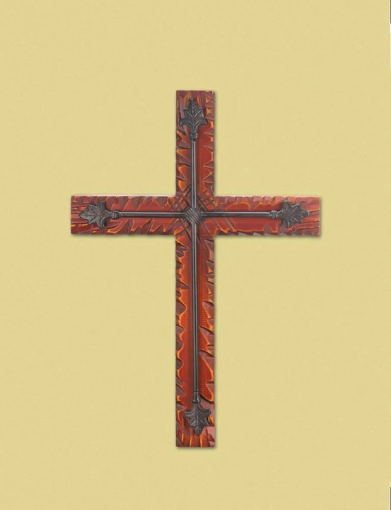 Wood Iron Wall Cross