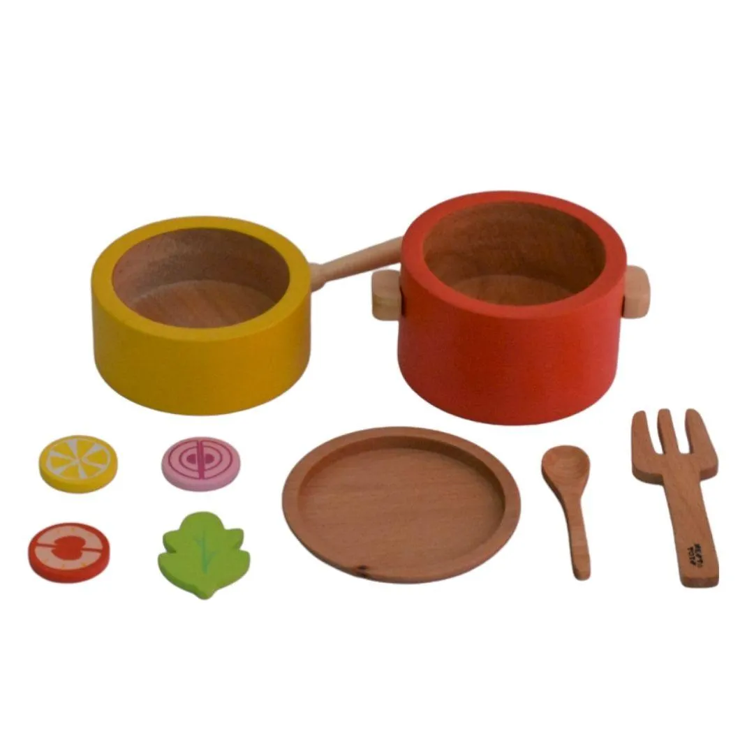 Wooden Gas Stove and Cooking Set (10 Pcs)