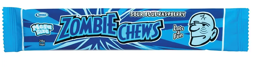 Zombie Chews Sour Blue Raspberry Candy 0.9oz (BEST BY: JUN 2024)